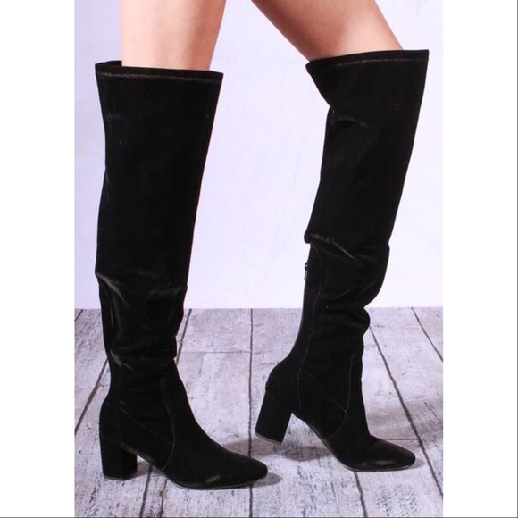 At Ease Lush Velvet Over The Knee Boot - Picture 3 of 5